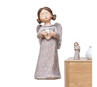 Figurine d'ange en résine, Figurines d'ange | Sœurs Sculpture Statue d'ange en résine tenant des fleurs, Statue d'ange Sculpture de sœurs pour l'amitié, décoration d'art de bureau, N