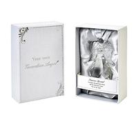 Figurine d'ange gardien avec cœur en cristal transparent pour la maison, le jardin et le bureau | Statue en verre religieuse réconfortante dans une boîte cadeau | Cadeau de décoration d'intérieur,