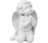 Figurine d'ange priant de 20 cm - Ornement d'ange agenouillé en résine blanche avec ailes détaillées - Statue commémorative pour la maison, décoration de tombe, décoration de condoléances et de