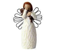 Figurine d'ange « Tree of Loyalty » peinte à la main - Souvenir de chiens et amis fidèles - Décoration symbolique pour la maison et l'étagère - Idée cadeau inspirante pour les amoureux des animaux de