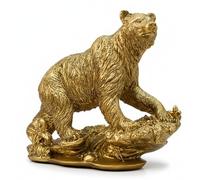 Figurine d'animal féroce grizzly - Sculpture abstraite - Statue d'ours - Décoration d'étagère - Résine pour mariage, Noël, dîner, centres de table - Doré