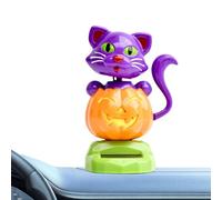 Figurine Dansante Solaire Halloween - Déco Amusante Chat Citrouille | Brandillante Solaire Style Cartoon ABS | Ornement pour Tableau de Bord Voiture Camion Caravane Fenêtre, Idéal Bureau Intéri