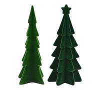 Figurine d'arbre de Noël - 2 pièces en velours vert, décoration de fête saisonnière verte en résine, petit arbre de Noël d'hiver pour la maison, le bureau, l'école, l'appartement, l'hôtel, le garde-ma