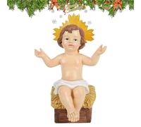 Figurine de bébé Jésus - Statue de Saint en résine lumineuse de 20 cm, décoration de table chrétienne de collection, décoration de Noël sacrée | Illuminez pour l'église, le bureau, l'affichage des