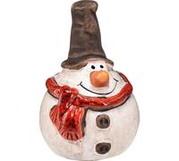Figurine de bonhomme de neige en céramique 8,5cm cylindre écharpe rouge set de 3
