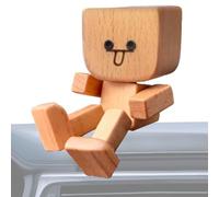 Figurine de Bonhomme en Bois secouant - Charmante Petite Figurine en Bois Faite à la Main - Décoration Amusante pour Tableau de Bord de Voiture, Cadeau pour Homme, Bureau