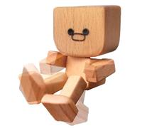 Figurine de Bonhomme en Bois secouant - Charmante Petite Figurine en Bois Faite à la Main - Décoration Amusante pour Tableau de Bord de Voiture, Cadeau pour Homme, Bureau