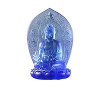 Figurine de Bouddha en pierre Décoration de Base de Lotus de Statue de bouddha émaillée, offrant à la maison la Statue du maître de médecine Zen bouddha Figurines artisanales, ornements de bouddha