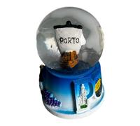 Figurine de boule à neige d'eau scintillante du Portugal dans des monuments célèbres et des motifs de base - Boule de neige portugaise - Beau cadeau souvenir du Portugal (bateau de Porto)