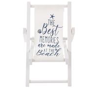 Figurine de Bureau Chaise de Plage Pliante en Bois, Style Méditerranéen | Miniature Blanche Faite Main, Décoration de Table Romantique, Accessoire Photo pour Étagères, Bibliothèques et Prises de Vue