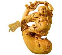 Figurine de bureau Sculptures Bouddha Buis Artisanat Sac de danse Statue de Bouddha Maitreya Décoration Salon Temple Maison