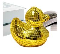 Figurine de Canard - 10 x 9,5 x 6 cm - Sculpture Animale - Décoration Duc avec Miroir - Figurines Disco de Canard Jaunes - Décoration de Bureau Amusante - Décoration de Table