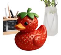 Figurine De Canard Fruité - Statuette Amusante Pour Bureau | Statue Décorative Créative En Résine Sur Le Thème Des Fruits | Décoration D'étagère Colorée Et Mignonne En Forme D'animal (Fraise)