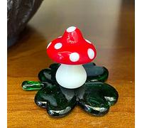 Figurine de champignon en verre avec trèfle porte-bonheur à quatre feuilles, ornement coccinelle en cristal, artisanat Animal soufflé à la main, décoration de maison, cadeau de noël ( Color : Mushroom