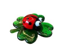 Figurine de champignon en verre avec trèfle porte-bonheur à quatre feuilles, ornement coccinelle en cristal, artisanat Animal soufflé à la main, décoration de maison, cadeau de noël ( Color : Beetle )
