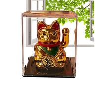 Figurine de Chat | À énergie solaire et mouvement automatique - Maneki-neko à énergie solaire | Pour Bureau, Voiture, Maison, Commerce, Cadeau, Nouvel An Chinois, Emménagement, Salon