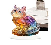 Figurine de chat avec panneau décoratif en acrylique, décoration de table décorative en acrylique avec chaton,Décoration de table plate pour chat avec panneau décoratif 2D - Ornement animal en