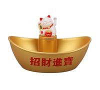 Figurine de Chat Chanceux, Fortune Cat Rangement Box Decoration Decoration Solar Solar Opperated Cat agitant Le Bras Assis sur Golden Logot (#D)