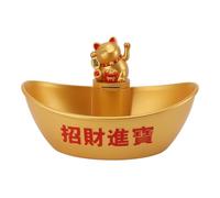 Figurine de Chat Chanceux, Fortune Cat Rangement Box Decoration Decoration Solar Solar Opperated Cat agitant Le Bras Assis sur Golden Logot (#D)