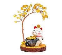 Figurine de chat Maneki-neko 12 x 6,5 x 6,5 cm Figurine arbre de richesse Ideal pour la decoration de table a la maison
