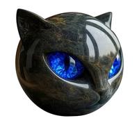 Figurine de chat noir texturé en marbre pour décoration de table (bleu)