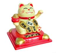 Figurine de chat porte-bonheur à énergie solaire qui agite la main qui améliore la qualité dans n'importe quel environnement (jaune)