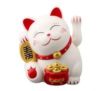 Figurine de chat porte-bonheur de 12,7 cm - Un bel ajout à n'importe quel espace pour la chance (blanc)