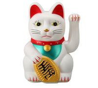 Figurine de chat porte-bonheur électrique en plastique, 6 pouces, pour entrée, maison, cadeau, ouverture d'un nouveau magasin, blanc, 0256C