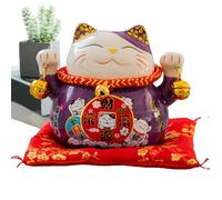 Figurine de chat porte-bonheur Maneki Neko - 11,4 cm de collection en céramique | Statue de fortune qui fait signe de la chance, de la prospérité et du succès pour l'entreprise, le magasin et la