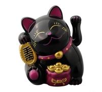Figurine de chat porte-bonheur pour apporter de la chance à votre entreprise et à votre maison (noir) 12,7 cm