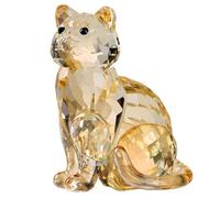 Figurine de chat réaliste en cristal - Décoration de table - Décoration d'intérieur (doré)
