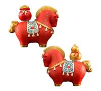 Figurine de cheval 2026 en résine, art chinois, décoration de table | Lot de 2 figurines de collection Année du cheval pour la maison, le salon, la bibliothèque, l'armoire et les fêtes