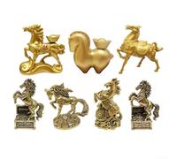 Figurine de cheval à longue queue en laiton massif avec finition antique pour la maison, le bureau, la décoration intérieure (Step on the money)