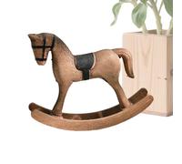 Figurine de Cheval - Balançoire en Bois Vintage - Jouet Amusant en Forme de Cheval à Bascule - Ornement de Bureau pour Anniversaire, Noël, Chambre à Coucher, Placard, Maison, Salle de Jeux et