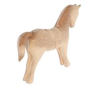 Figurine de Cheval en Bois Brut Style Nordique pour Étudiants DIY | Peignable, pour Mosaïque et Peinture Créative, Décor Vintage Khaki, Projet Éducatif, Usage Maison