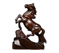 Figurine de cheval en bois du Nouvel An chinois 2026 - Statue de cheval du zodiaque rouge Feng Shui - Sculpture d'animal pour attirer la richesse - Bonne chance - Décoration de bureau - Noir