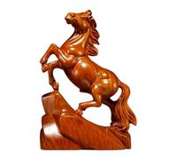 Figurine de cheval en bois du Nouvel An chinois 2026 - Statue de cheval du zodiaque rouge Feng Shui - Sculpture d'animal pour attirer la richesse - Bonne chance - Décoration de bureau, maison, bureau