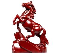 Figurine de cheval en bois, statue de cheval rouge du Nouvel An chinois 2026 pour décoration Feng Shui, sculpture d'animal du zodiaque attirant la richesse et la bonne chance pour le bureau et la mai