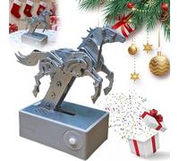 Figurine de cheval mécanique 2026 : une structure mécanique en métal qui épouse parfaitement la posture du cheval au galop, ce qui en fait un point focal accrocheur dans n'importe quel (beige, 16 cm)