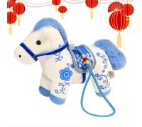 Figurine De Cheval - Peluche De Cheval | Peluche Hořse Du Nouvel An Chinois, Décor De Bureau En Cyprès De Falaise Sculpté De 12 Cm (1 Pièce), De Bon Augure Et Mignon À Suspendre Avec Une Corde |