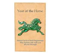 Figurine de cheval porte-bonheur en acrylique vert avec carte, symbole de sagesse et de réussite de l'année des chevaux 2026
