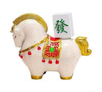 Figurine de cheval rotative de style chinois en résine blanche avec détails peints à la main pour bureau, étagère, décoration d'intérieur, mascotte année du cheval apportant chance et prospérité