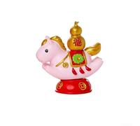 Figurine de cheval rotative mignonne en Chine - Ornement chic pour bureau, décoration d'intérieur - Symbole de bonne fortune - Soulagement du stress - Rouge, jaune, rose, blanc (3)
