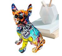Figurine De Chien Debout,Modèle Animalier Bulldog Graffiti en Résine pour Bureau | Statuette Animalière Compacte Décorative pour Bureau Bibliothèque Chambre Salon