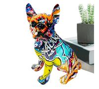 Figurine De Chien Debout - Modèle Animalier Bulldog Graffiti en Résine pour Bureau - Statuette Animalière Compacte Décorative pour Bureau Bibliothèque Chambre Salon