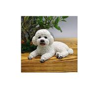 Figurine de chien mignonne en résine pour jardin, ferme, caniche, pelouse, terrasse, cour, décoration d'intérieur (blanc)