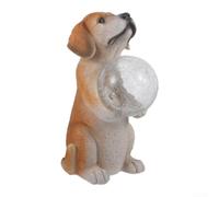 Figurine de chien réaliste avec lampe solaire pour extérieur pour jardin et terrasse offrant un look charmant de jour et une lueur nocturne chaude