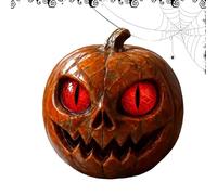 Figurine De Citrouilles Aux Yeux Rouges Faites À La Main, Statue De Citrouilles Effrayantes D'Halloween, Sculpture De Résine D'Halloween Artisanale En Marbre, Décoration De Bureau Créative Les Fêtes