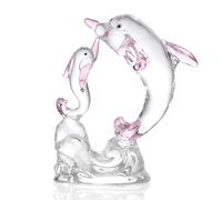 Figurine de collection double dauphin en verre, dauphin rose, animaux marins, ornements de collection, cadeaux pour femmes amateurs de dauphins