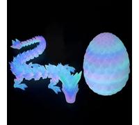 Figurine de collection en forme de dragon 3D arc-en-ciel lumineux avec œufs pour décoration de bureau à domicile